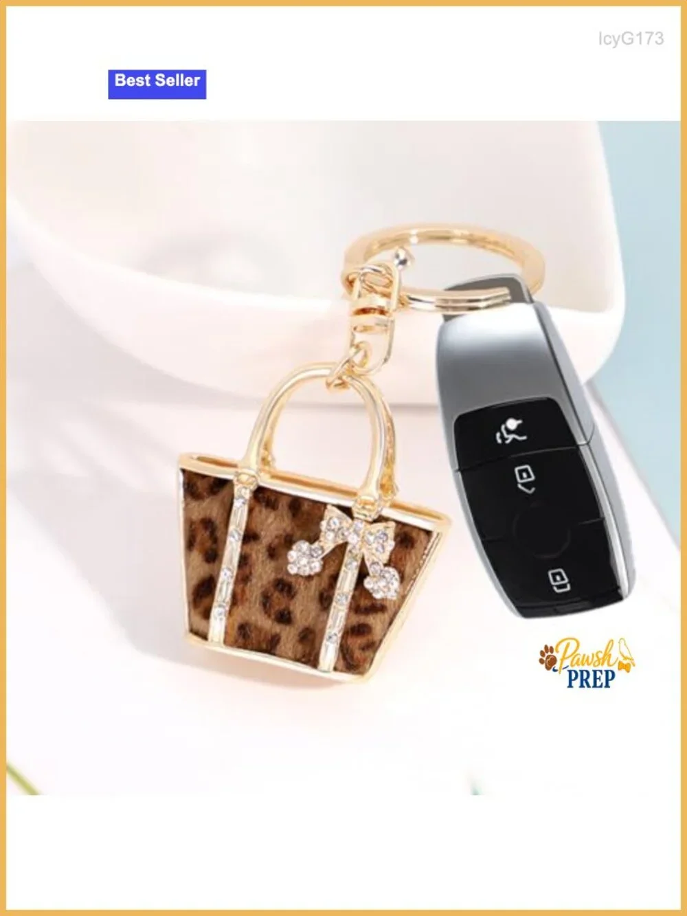 Leopard Print Small Bag Shape Keychain Key Ring Car Keychain Backpack Pendant